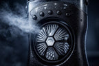 Närbild på Vindren Minifläkts fläkthjul med vattendroppar