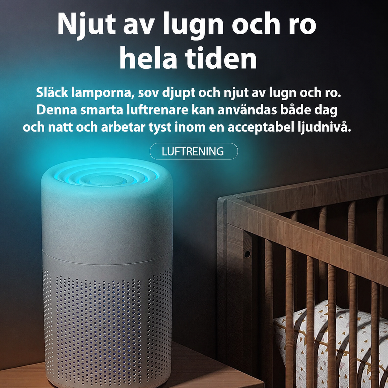 Vindren mini luftrenare i användning hemma
