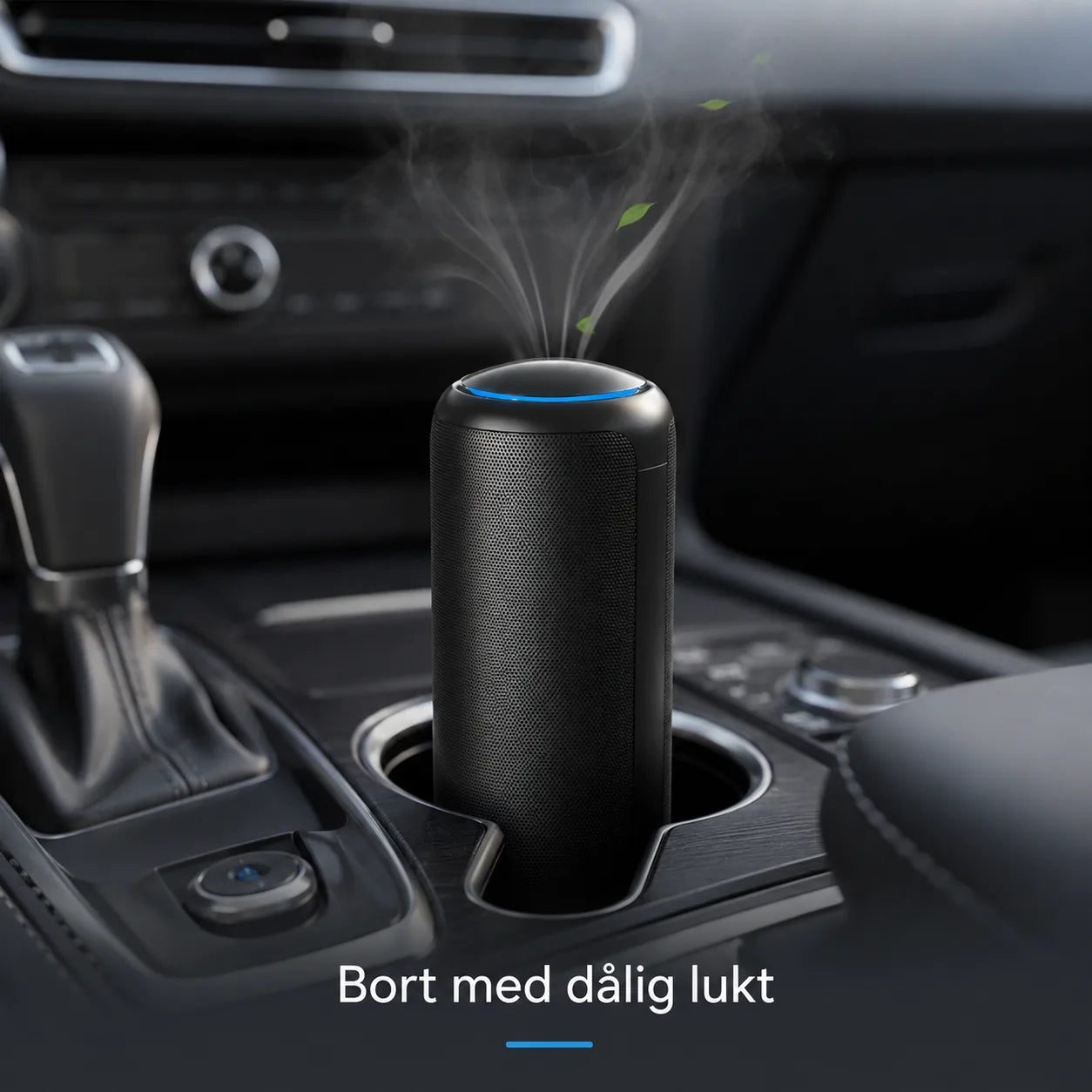 Vindren Billuftrenare i svart i bilens mugghållare